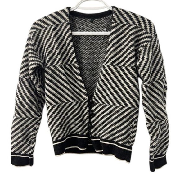 Stile Benetton (UCOB) black and white pattern wool knit cardigan sweater size M - Picture 2 of 5
